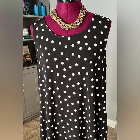 Nina Leonard Black and White Polka Dot Midi Dress - Picture 6 of 8